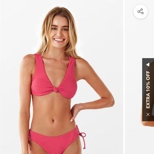 Cupshe size M tie front bikini rose pink